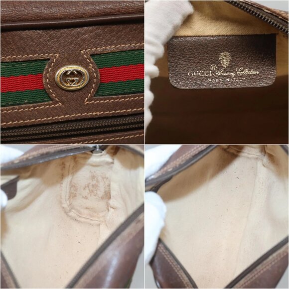 GUCCI GG Supreme Web Sherry Line Bag PVC Beige Gold 56 02 087 Auth ar13365 - Picture 16 of 16